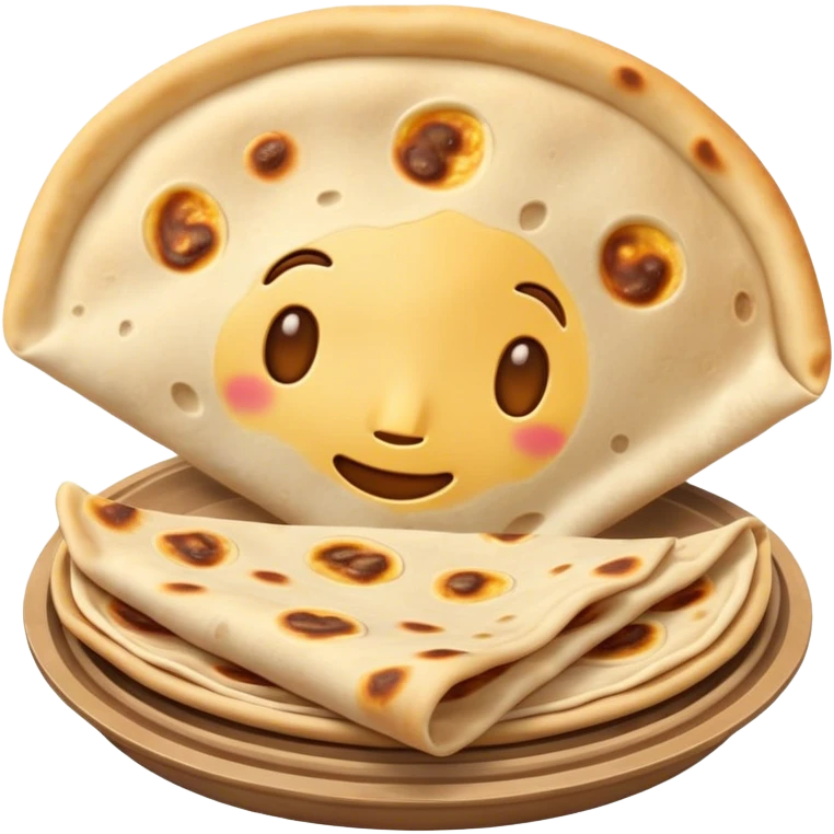 Cinematic Realistic Roti Dish Emoji, showcasing freshly made flatbread rendered with lifelike detail and warm natural lighting. emoji