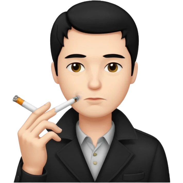 Has una persona fumando, Que tenga pelo negro  y sea hombre  emoji