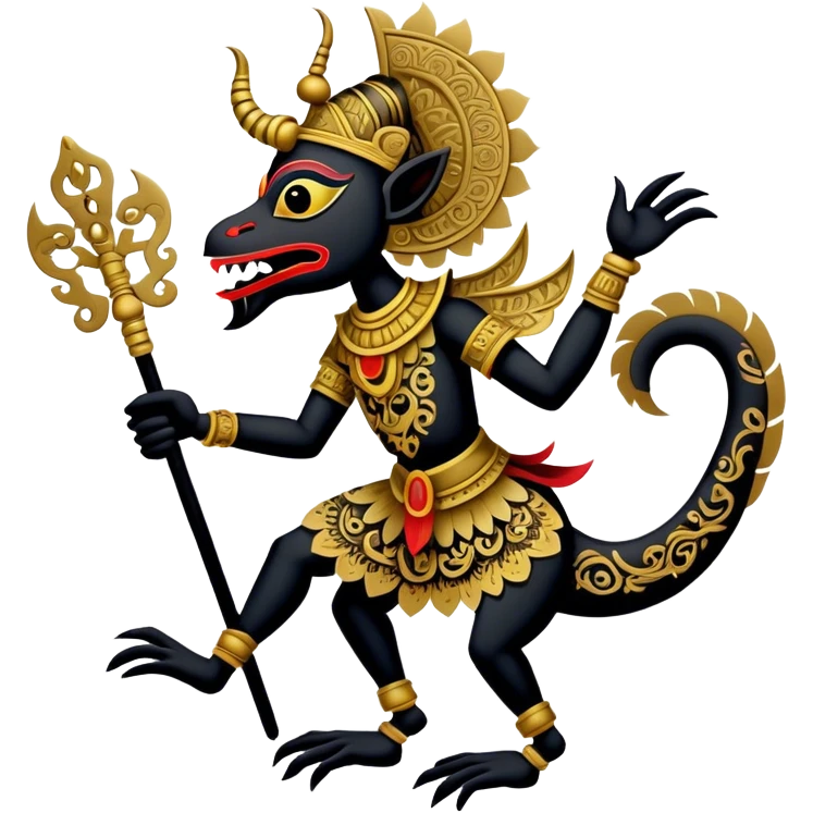 Wayang – Cinematic Realistic Wayang, depicted as intricately carved traditional Indonesian shadow puppets with expressive features and vibrant cultural motifs, set against a dark, dramatic backdrop with subtle glowing highlights that evoke the mystical art of shadow play. emoji