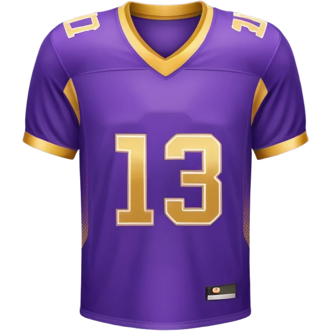 football jersey in purple and gold with number 13 on the front emoji