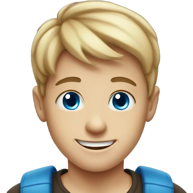 smiling boy under night sky with blue eyes emoji
