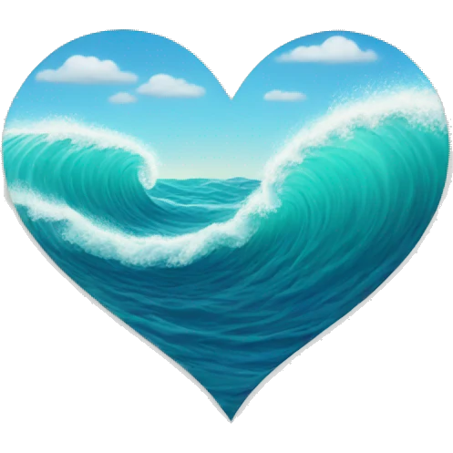 heart shape sea wave emoji