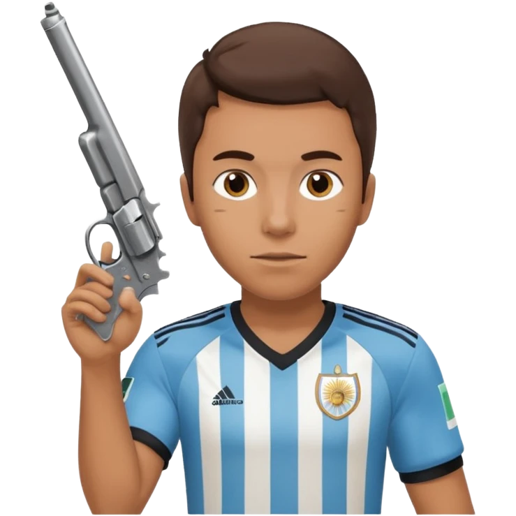 haz un turro con una biszera para atras y con un arma remera argentina pero arma de fuego que tenga un revolver  solo emoji