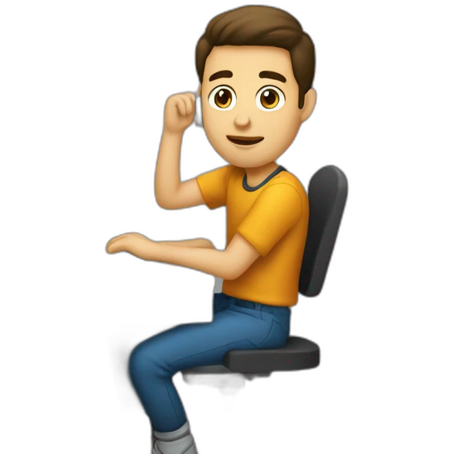 un chico en sentado en la pc editando emoji