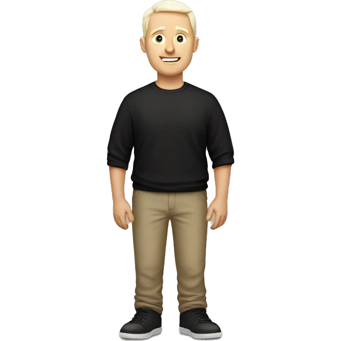 White man in a black t-shirt with white and beige inscription "re:Bro" emoji
