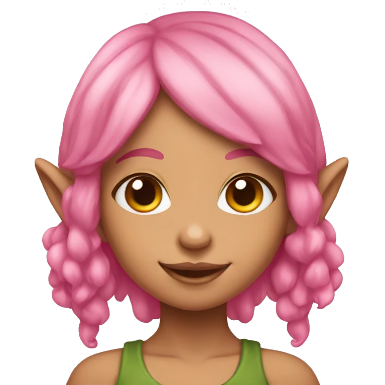 tan-skinned elf girl with pink hair emoji