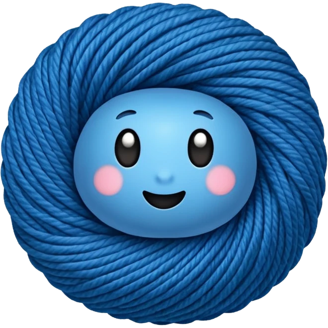 Rolled Yarn Ball blue  emoji