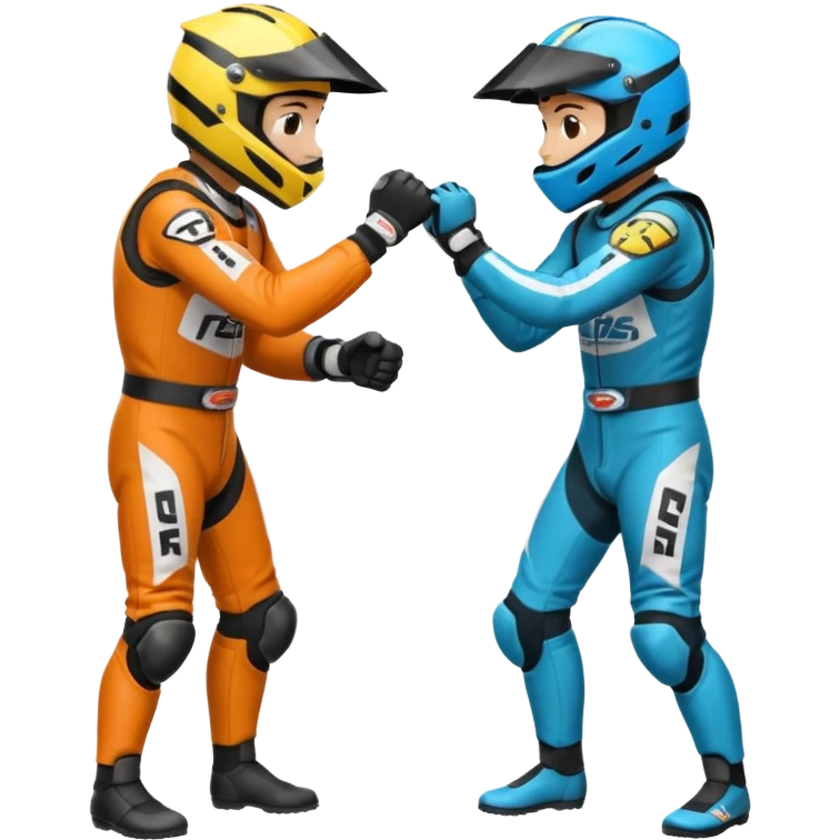 2 dirtbike racers in gear and gloves fist bumping emoji