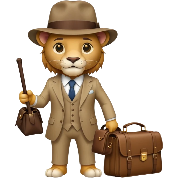 A lion with a bag and a bat, like a gangster  emoji