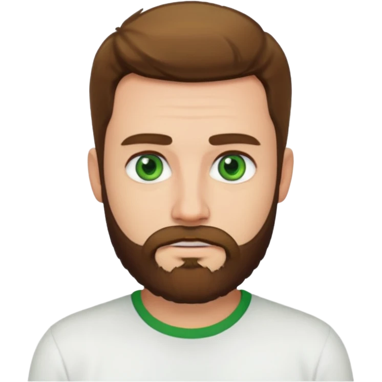 green eyed, white shirt man bearded emoji