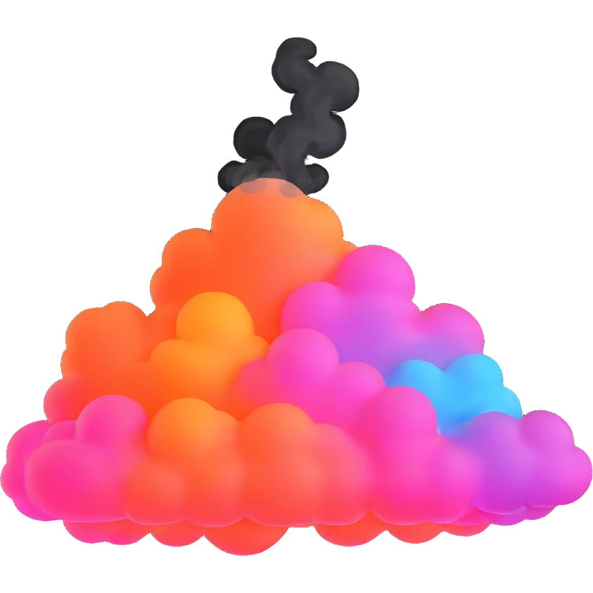 glowing neon smoke cloud emoji
