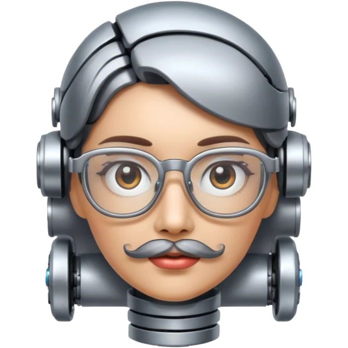 robotic woman with glasses mustache  emoji