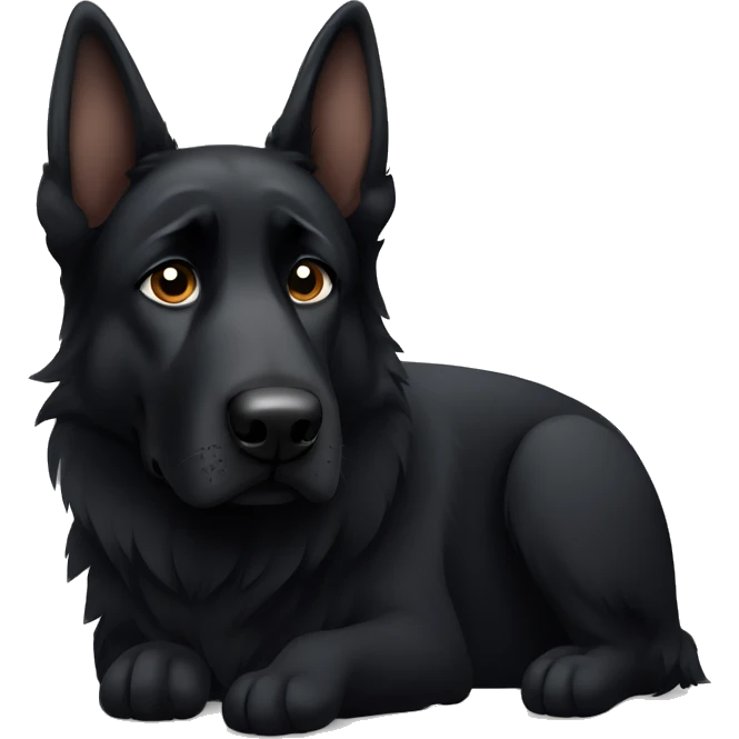 Sad cartoon black german shepherd emoji