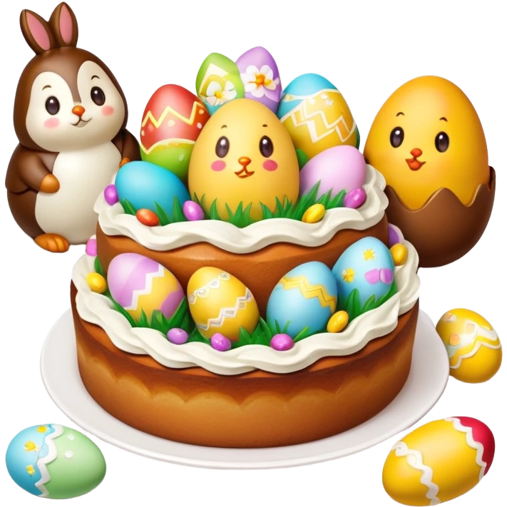 Mona de Pascua Spanish Easter cake with decorative eggs and figurines emoji