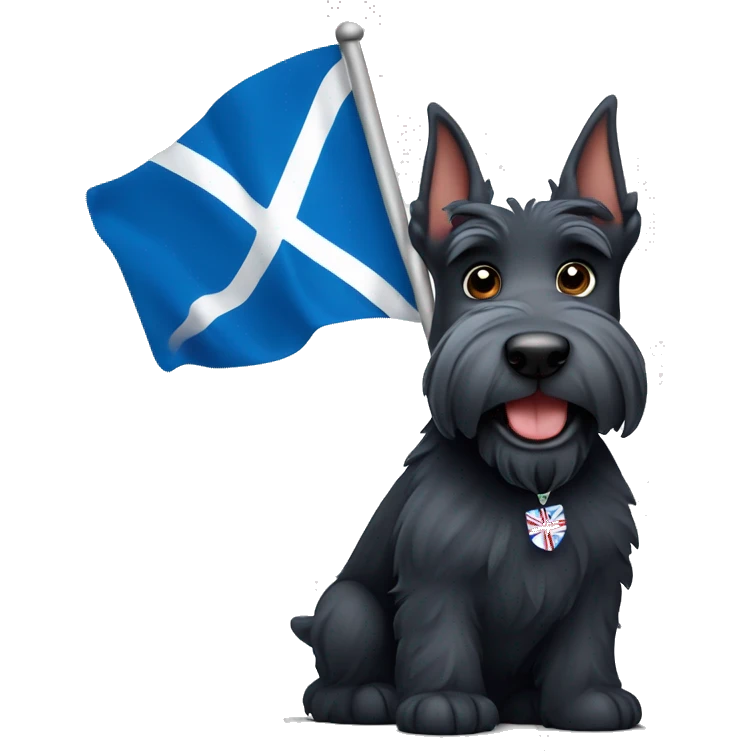 Scottish terrier dog cartoon holding scottish flag emoji
