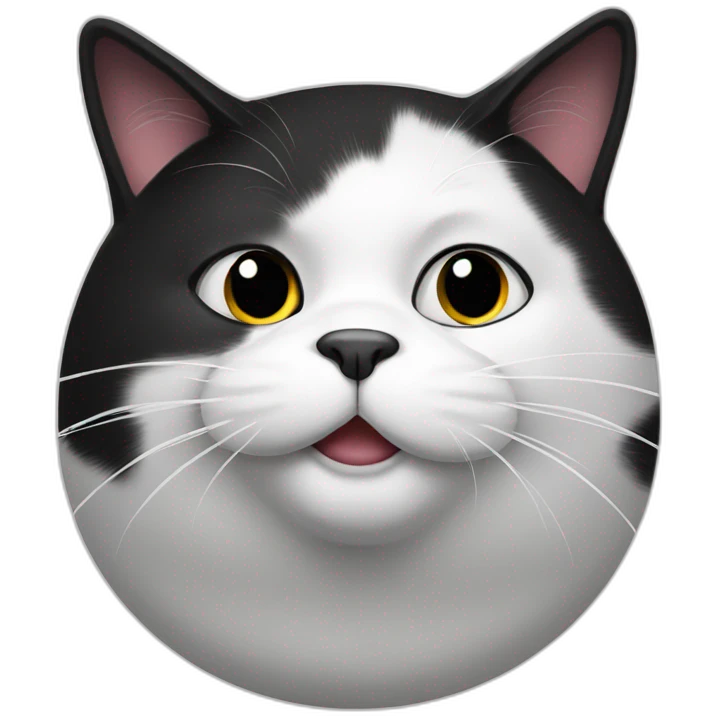 Black and white fat cat emoji