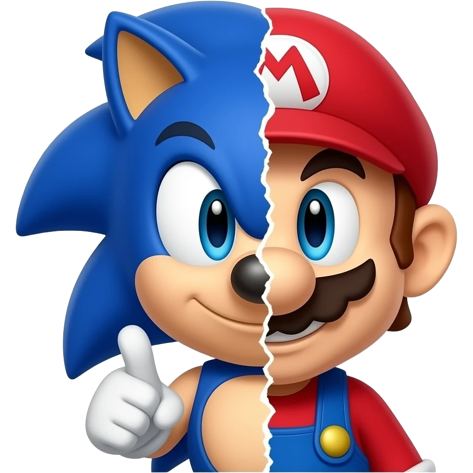 Sonic misturado com Mario emoji