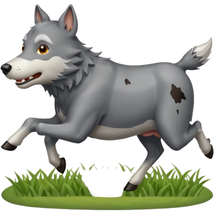 A wolf hunting a cow emoji