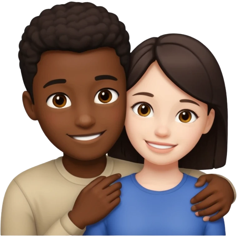 Fille embrassement un garçon noir emoji