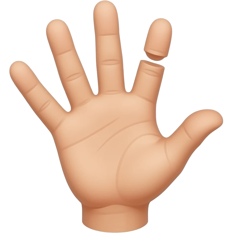 Show only the emoji. 5 fingers up 2 overlapped in the middle. The shape of a W emoji