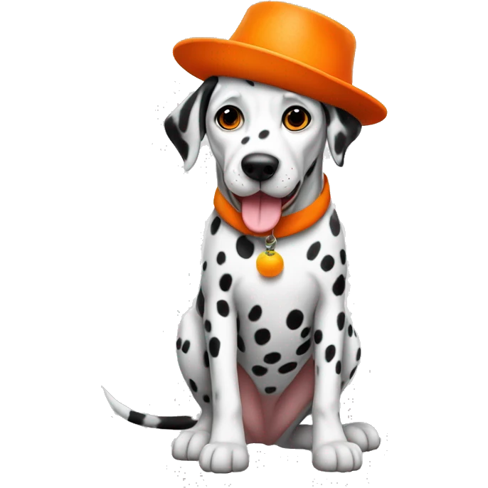 Dalmatian Dog with a orange hat full body  emoji