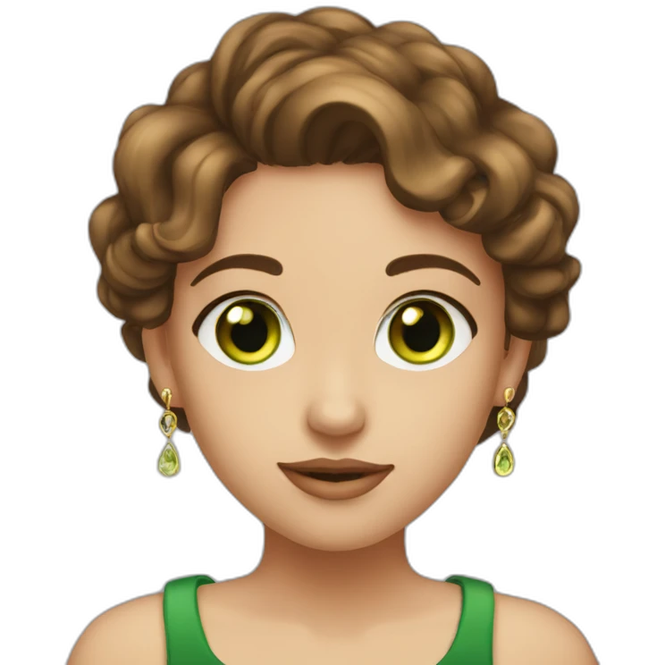 Cute girl with brown hair, green eyes and gold earrings. She ist looking fabulous btw emoji