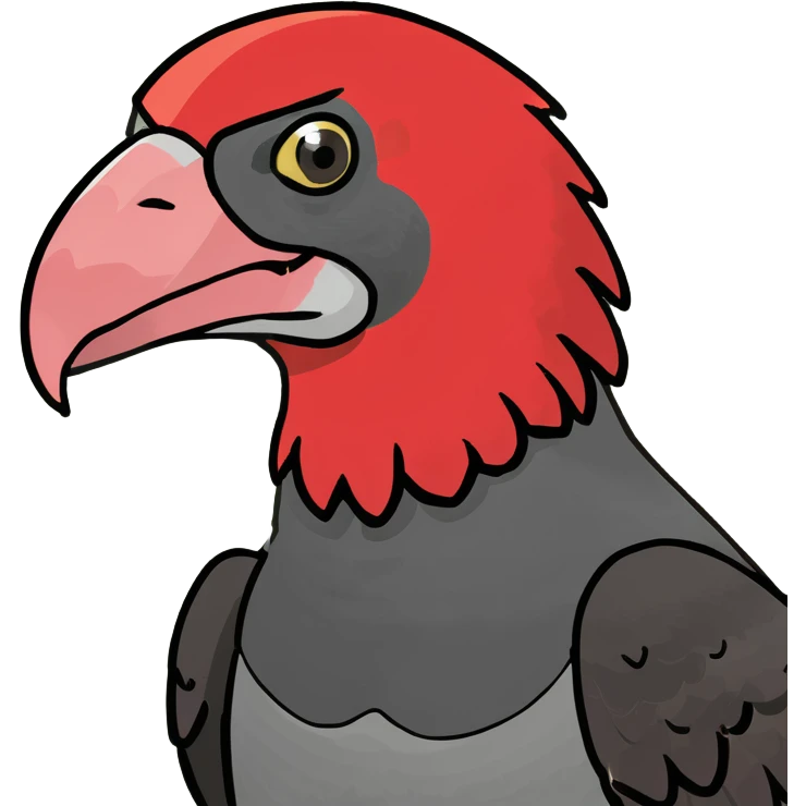 Vulture with red head imitating an eagle emoji