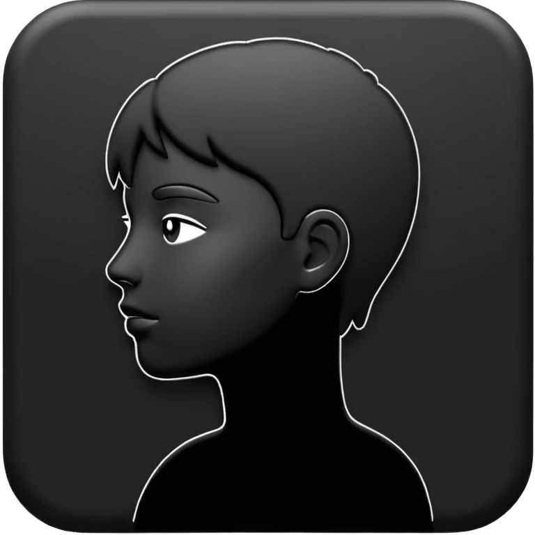 Minimalistic flat vector icon, iOS style, thin black outline on white background. Person silhouette. Black, completely monochrome, matte.  emoji