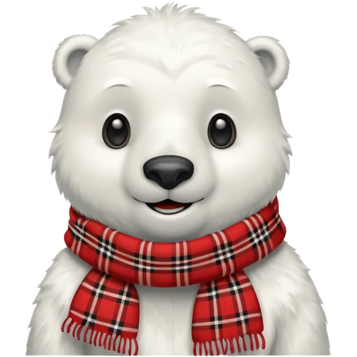 polar bear wear red plaid scarf emoji