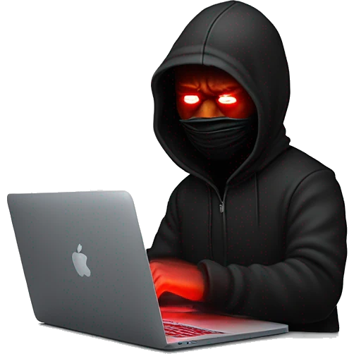 joe biden in a black hoodie with bright red glowing laser eyes typing on a macbook, joe biden, black hoodie, bright red glowing eyes, typing on macbook emoji