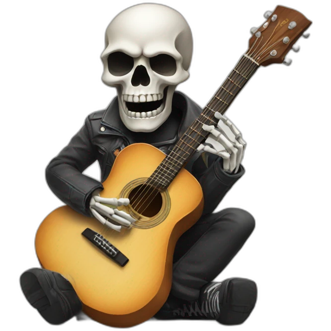 Skull playing guitar emoji
