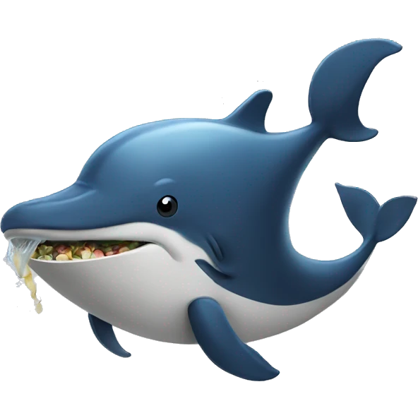 A whale eating emoji