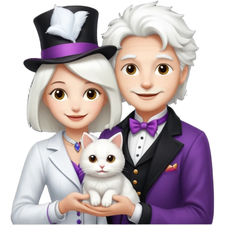 magician couple and their pet cat emoji