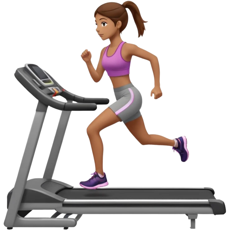 Full hyperrealistic pencil drawing of athletic girl with brown hair doing cardio on treadmill emoji