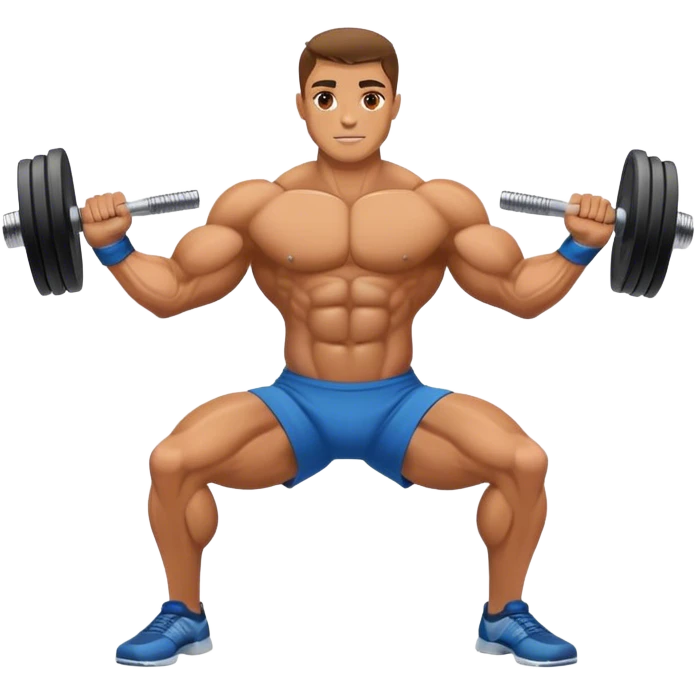 side-view bodybuilder dumbbell lunges emoji