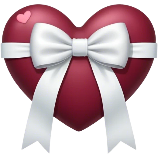 burgundy  heart white white bow emoji