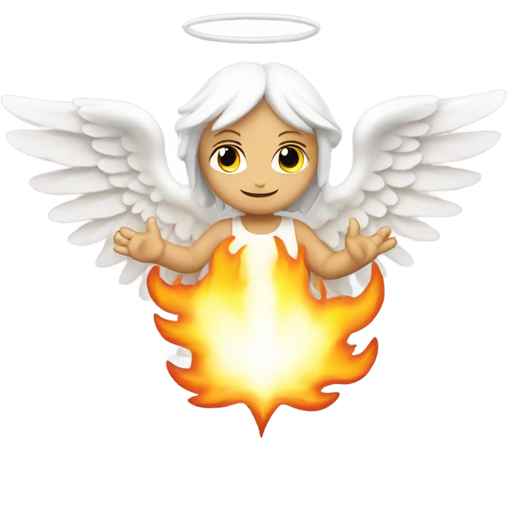 white angel, surrounded by fire
 emoji