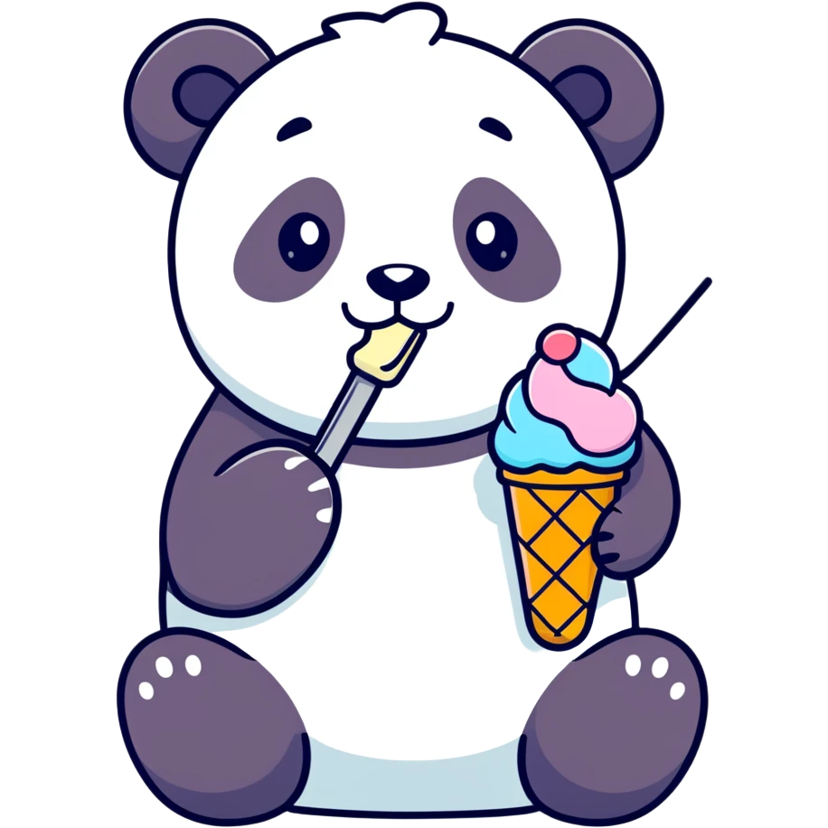 Panda eating ice cream emoji