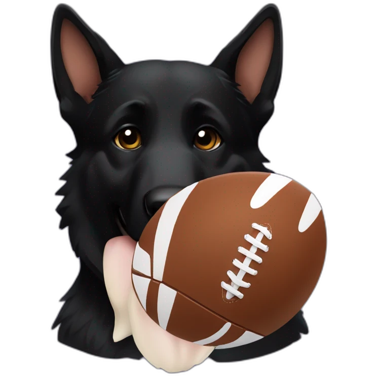 Black German Shepherd playing American football emoji