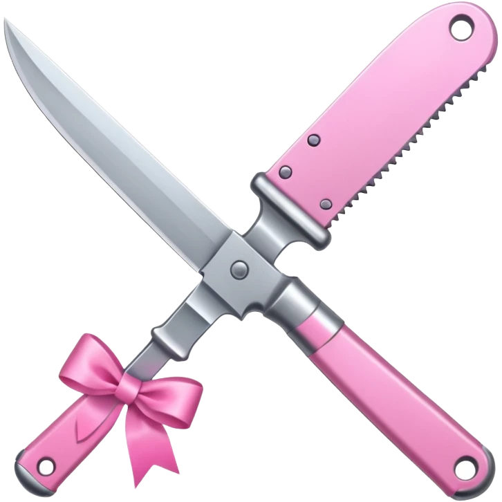 Make a knife with pink colour and pink ribbons  emoji