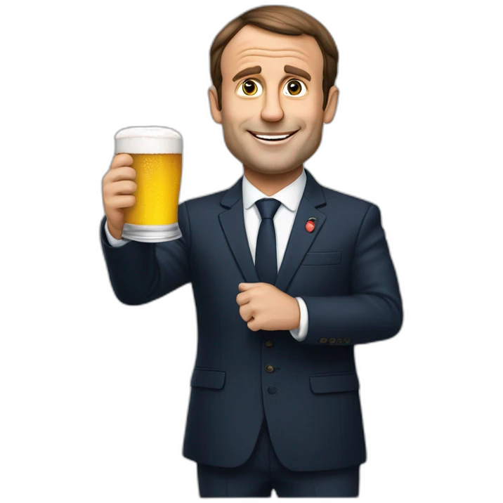 Macron avec une bierr dans la main emoji