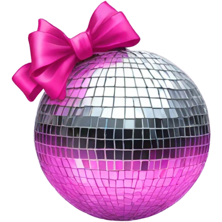 silver disco ball with pink bow on top emoji