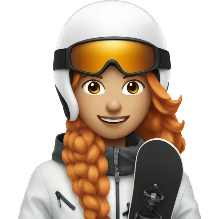 Ginger girl black helmet riding on snowboard  emoji