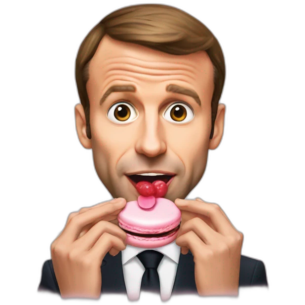 Emmanuel Macron who eats a macaroon emoji