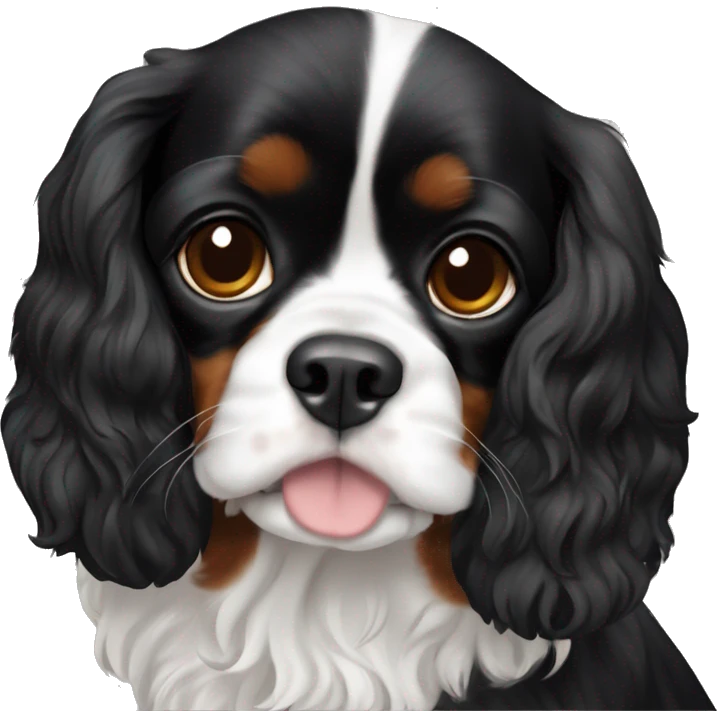 Cavalier Charles spaniel with all black fur  emoji