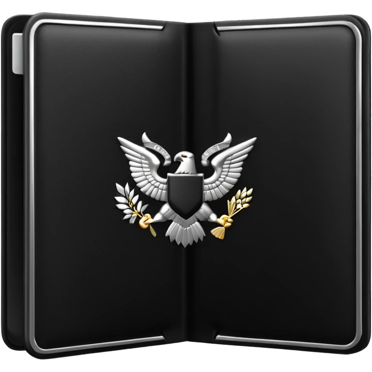 black passport with minimal silver details emoji