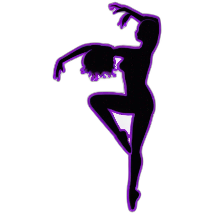 Sexy silhouette dancer purple neon sign emoji