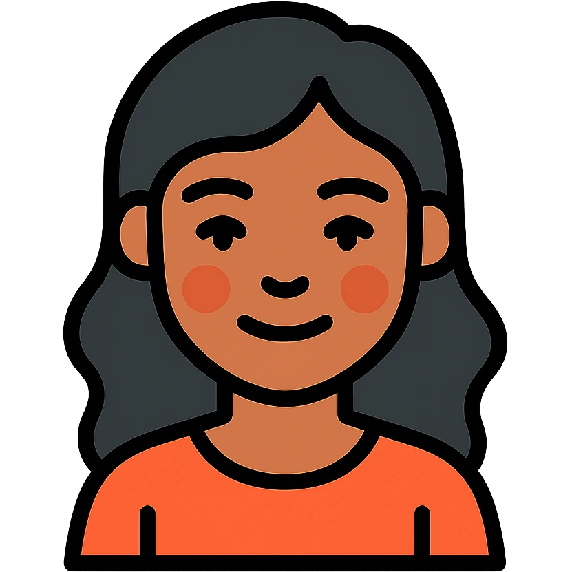 Samoan girl with slight Chinese features, black wavy hair, brown skin emoji