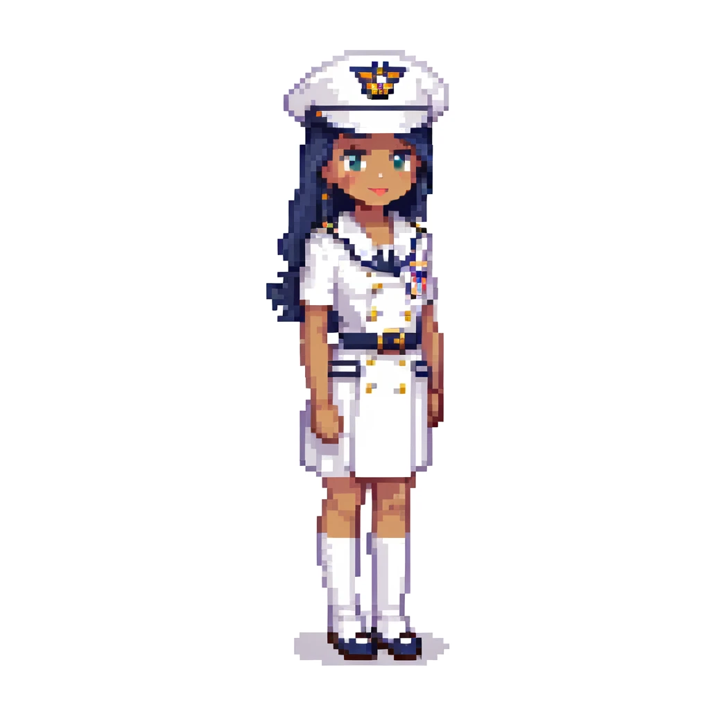 US Navy sailor in dress whites uniform with sailor hat emoji