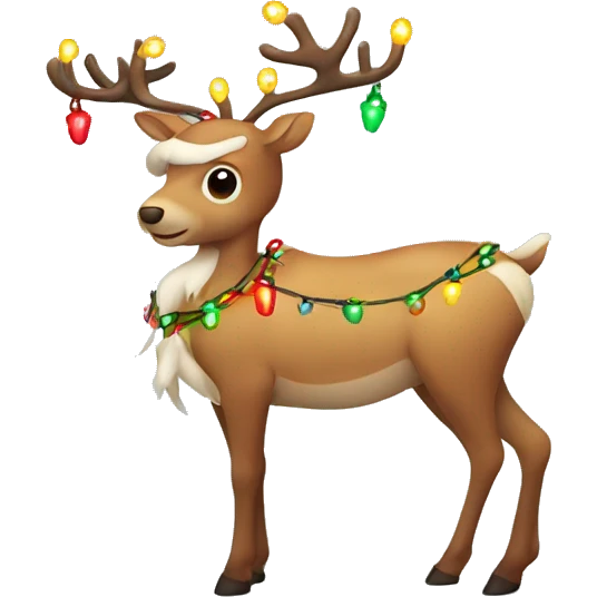 reindeer with christmas lights wrapped around it emoji